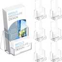 Wenqik Acrylic Brochure Holder with Business Card 4.1 Inch Rack Card Holder Pamphlet Display Stand Organizer for Menu Flyer Magazine Office Booklets(6 Pcs)