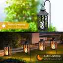 Yowin Solar Lanterns Outdoor Waterproof 2 Pack 14" Large Tempered Glass Hanging Solar Lantern with Flameless Candle, Garden Gifts, Wall Lamp for Backyard Porch Patio Lawn Vintage Decorations - Black