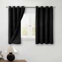 BGment Short 100% Blackout Curtains for Bedroom, Thermal Insulated Energy Efficiency Noise Reducing Grommet Curtains 45 Inch Length with Liner for Small Window 2 Panels Each 52 Inch Wide, Black (52"W x 45"L (Pack of 2))