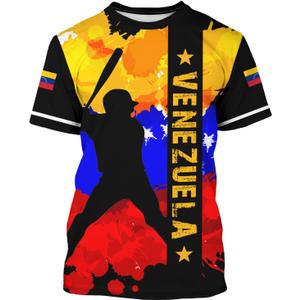 BJU Venezuela Flag T-Shirt Badge Novelty Printed Tee Crewneck Short Sleeve Casual Top Unisex (XL)