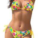 SHEKINI Women's Triangle Halter Bikini Set String Sexy Bathing Suit Low Waisted Two Piece Swimsuit, M