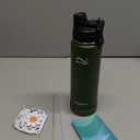 [2-IN-1 LID] Insulated Water Bottle with Silicone Boot (36hrs Cold/18hrs Hot) - DIY Stickers, Leakproof, BPA Free, 24 oz (Cyan)