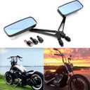 8mm/10mm Black Rectangle Motorcycle Rear view Side Mirrors compatible with Honda Grom Kawasaki Suzuki Yamaha Cruiser Chopper