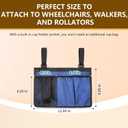 2 x Wheelchair Bag Side Storage Pouch with Cup Holder & Phone Pocket, Heavy-Duty Armrest Organizer for Walker, Rollator, Mobility Scooter AccessoriesBlue