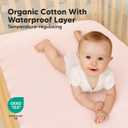 2-Pack Waterproof Crib Sheets for Boys, Girls - 52x28 Fitted Organic Cotton Baby Crib Sheets, Toddler Mattress Protector Cover, Washable, Soft & Durable Baby Bedding Essentials (Mist Rose)