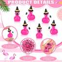 Soaoo 100 Pcs Mini Flamingo Resin Ducks Pink Tiny Flamingos to Hide Cute Miniature Figurines Bulk for Garden Lawn Decor DIY Craft Dollhouse Micro Landscape Aquarium Ornaments Party Gifts(Mage Hat)