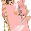 Petitian for iPhone 11 Pro Max Case Stand/String, Luxury Cute Women Girls Heart Electroplated Designer Phone Cases for 11 Pro Max (Pink)