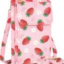 Cell Phone Purse Crossbody Bags for Women - Cute Design Leather Cellphone Bag Small Cross Body Bags Wallet Purses Trendy Aesthetic Pouch for iPhone with Adjustable Strap, Strawberry