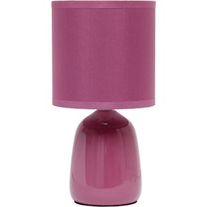 Simple Designs LT1134-MVE 10.04" Tall Traditional Ceramic Thimble Base Bedside Table Desk Lamp w Matching Fabric Shade for Home Decor, Nightstand, Bedroom, Living Room, Entryway, Office, Mauve