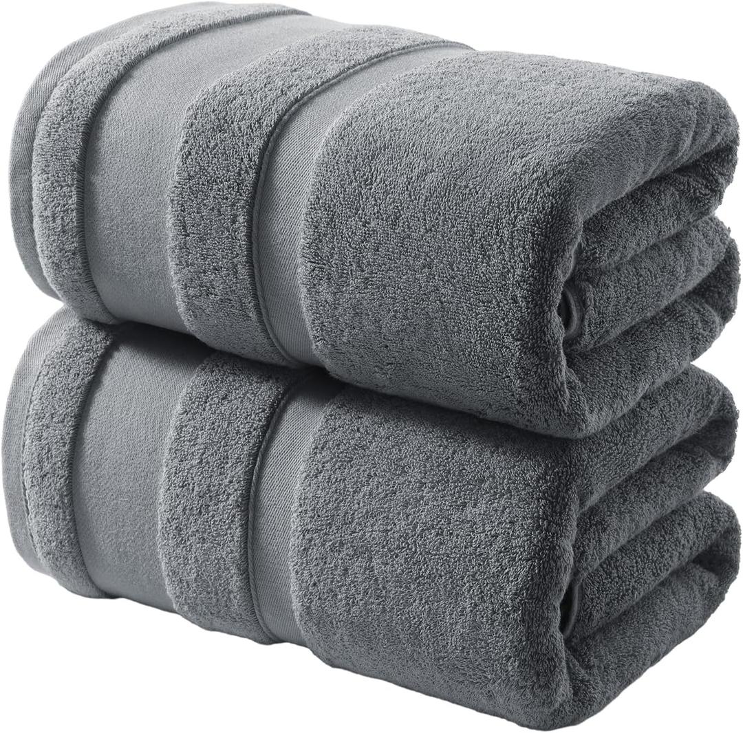 REDKISS 100% Cotton Bath Towels Set of 2, Extra Large Bath Sheets 35 X 70 Inches, 800 GSM, Quick Dry, Ultra Soft & Super Absorbent Bathroom Towel Sets for Bathroom, Gym, Spa, Pool & Hotel, Grey