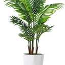 Artificial Palm Plant Indoor 5FT Fake Tree with White Diamond Planter Faux Tropical Areca Tall Fake Floor Plant in Pot Artificial Trees for Home Office Living Room Decor Indoor