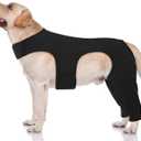 ROZKITCH Dog Sleeve for Rear Right Left Leg, Adjustable Pet Prevent Licking Wound Elbow Protector, Dog Recovery Suit Cone Collar Alternative for Sprain ACL CCL Arthritis Joint Care Black XL