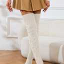 Leoparts Cable Knitted Thigh High Socks for Women Winter Extra Long Over Knee High Leg Warmer Stockings, 39 inches