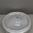 Nitial 12 Pcs Heavy Duty Serving Tray with Clear Lid, Round Elegant Gold Catering Trays Disposable Large Plastic Platters for Fruit Cake Sandwich Party Takeout Food Picnic Supplies (16 Inches)