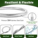 75FT Metal Garden Hose 304 Stainless Steel Flexible Water Hose - No Kink & Tangle Heavy Duty Pipe with Nozzle, Durable 3/4 Brass Fittings and Valve - Rust Proof Puncture Proof for Yard Lawn