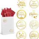 3 x 500Pcs Christmas Labels Stickers Gold Round Christmas Stickers 8 Design Self Adhesive Presents Cards Tag 1 inch Merry Christmas Envelope Seal Stickers Roll for Xmas Party Favor Supplies (Style 2)