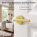 6 Pack Brushed Gold Door Handles Interior, Heavy Duty Privacy Door Lever Handles, Streamlined Interior Door Handle Gold, Brass Interiors Doors Handle Levers for Bathroom, Bedroom