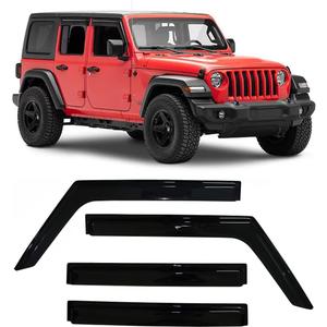 Tape-On Side Car Window Visors Rain Guards for 2018-2025 Jeep Wrangler JL 4 Door Smoke Tinted Vent Deflector Sun Shades