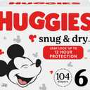 Huggies Size 6 Diapers, Snug & Dry Baby Diapers, Size 6 (35+ lbs), 104 Count