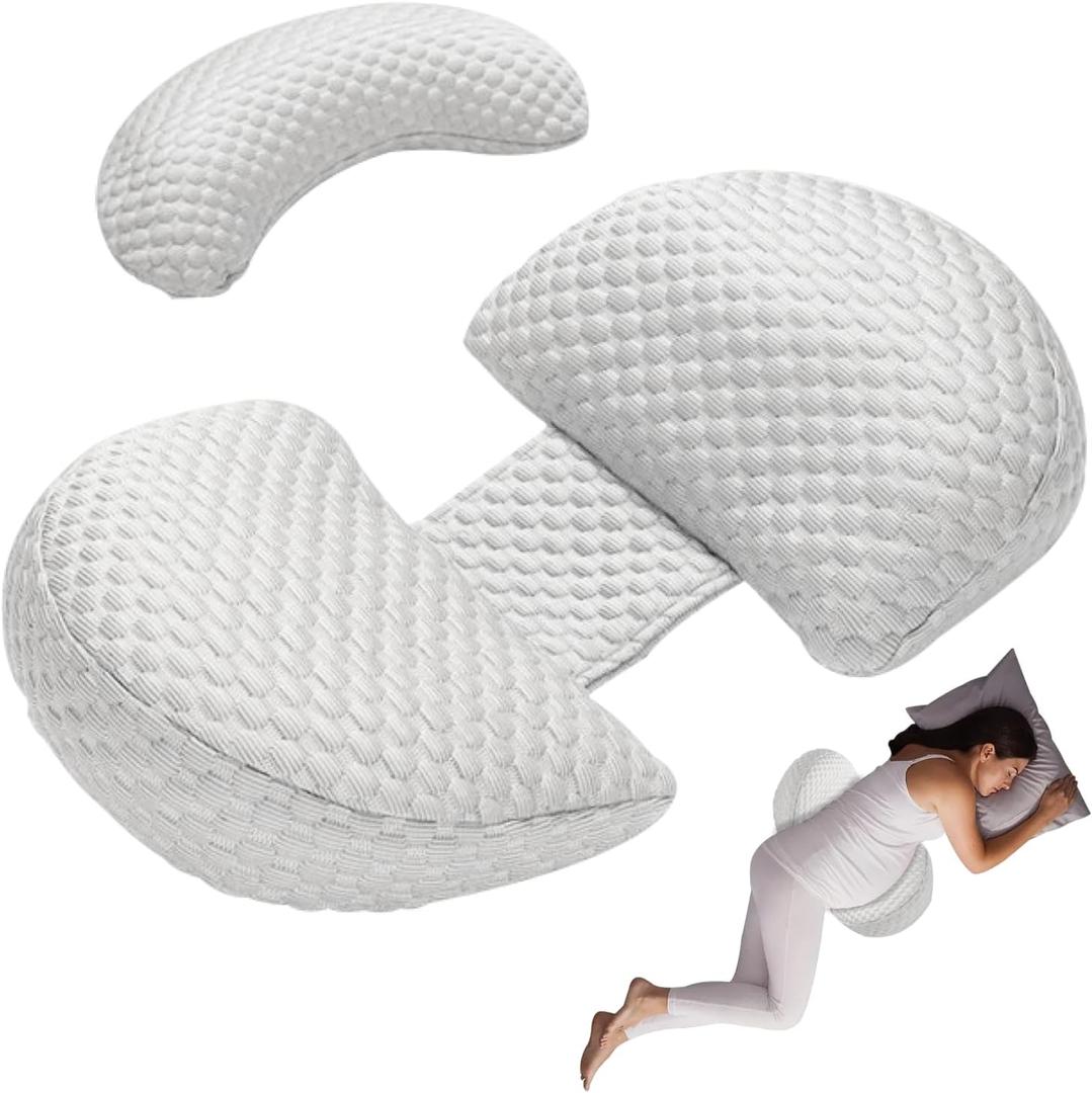 Pregnancy Pillow for Sleeping, Maternity Pillow with Detachable and Adjustable,Pillow with Pillow Cover - Support for Back, Legs, Belly, HIPS, Grey (Small Size-grey)
