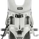 PetBonus Pet Front Dog Carrier Backpacks, Adjustable Pet Backpack, Legs Out Easy-fit Puppy Chest Carrier for Medium Small Dogs, Hands Free for Hiking, Cycling (Grey, S)