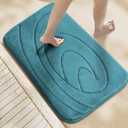 Flamingo P Dark Teal Bath Mat Upgraded Thick Memory Foam Bath Rugs 24x17 Inch Ultra Soft Non-Slip Water Absorbent Bathroom Rug Machine Washable Quick Dry Bath Rug for Bathroom Shower Tub Doormat
