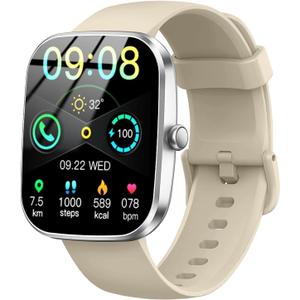 Soudorv Smart Watch(Answer/Make Call), 1.91" Smartwatch for Men Women, 2026 New Fitness Watch with 110+ Sport Modes, Fitness Activity Tracke with Pedometer/Sleep, Silver-Beige