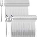 SUT 200Pcs Plastic Silverware,Plastic Spoons and Forks, Disposable Silverware,Silver Plastic Silverware, Disposable Forks and Spoons, Includes 100 forks, 100 spoons for Party, Birthday, Wedding