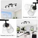 4-Light Track Lighting Kit Bathroom Wall Light Fixtures, Black Directional Ceiling Light for Kitchen Dining Room Bedroom Office, Seeded Glass Shades