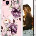 Hungo Compatible with iPhone 15 Case for Women Floral Flower Clear Design Cute,Girly Girls Flower Case Compatible with Phone 15 Pink Rose