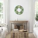 Eucalyptus Wreaths for Front Door, 18Inch Artificial Green Front Door Wreath Spring Summer Porch Decor with Berries for Home Farmhouse Wall Outdoor Decorations.