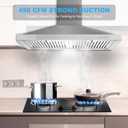 Tieasy Range Hood, Range Hoods 30 inch Stainless Steel, 450 CFM Kitchen Hood with LED Light Baffle Filters, 3 Speed Exhaust Fan Vent Hood