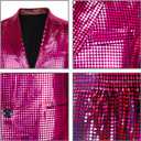 Nawgut Sequin Blazer Metallic Slim Suit 2 Piece Set Disco Prom Shiny Outfit Wedding Party Banquet Fashion Jacket Pant (XL)