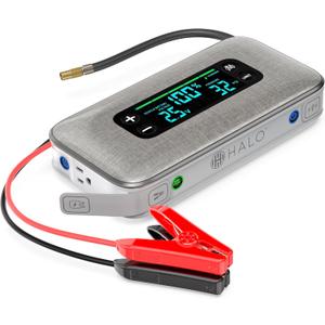 HALO Bolt Ultimate 3 Portable Car Battery Jump Starter | 130 PSI Air Compressor, 55.5Wh USB Power Bank, Large Display, Emergency Floodlight & Charger, Jumps Cars SUVs & Trucks, Inflates Tires  Silver