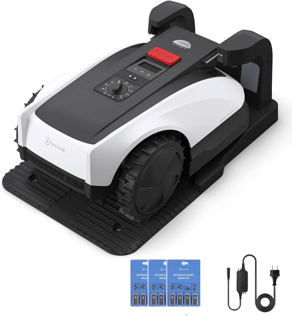 ECOVACS Goat O1000 RTK Care Kit Robotic Lawn Mower with RTK Precision Navigation, No Perimeter Wire, Smart App Control, Auto Mapping, Multi-Zone Management Includes 36 Extra Blades