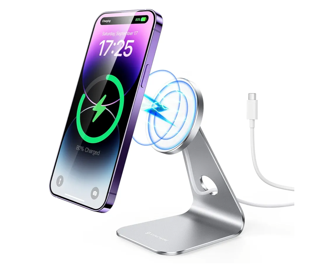 Syncwire Magnetic Wireless Charger, Fast Wireless Charging Stand Compatible Magsafe for Apple iPhone 16/15/14/13/12 Series, 16 15 14 13 12 Pro Max/Pro/Plus, AirPods 3/Pro, (Power Supply Not Included)