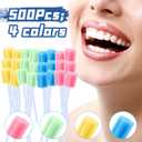 TrelaCo 500 Pcs Toothettes Oral Swabs Bulk Disposable Mouth Cotton Swabs Multicolor Sponge Individually Wrapped for Elderly Adults Oral Cavity Mouth Cleaning (Plum Blossom)