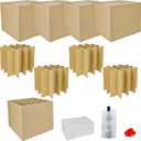 4 Sets Moving Boxes with Divider Kits,16 x 16 x 13 Inch Glassware Dish Packing Box Kitchen Moving Box Corrugate Dividers with 64 Pcs Foam Pouches,1 Pcs Tape Rolls with Dispenser