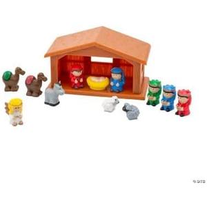 Fun Express Plastic Nativity Stable Toy Playset - 13 Pieces