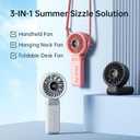 JISULIFE Handheld Fan Life7 Ultimate Flexibility: Wide & Strong Airflow, 19.5H Max Cooling, 5000mAh Rechargeable, 5-Speed, LED Display, 3 IN 1 Portable Fan for Travel, Concerts, Sports Events(Pink)