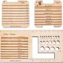 BENECREAT 3Pcs Knitting Needle Gauge Multifunctional Wood Spinning Control Card Knitting Tool for Spinners Yarn WPI Guide Gauge Measuring Tools Crochet Accessories