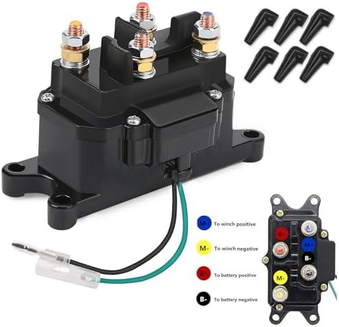 KanSmart Winch Solenoid Relay Contactor 12V 250A Winch Relay Thumb Truck for ATV UTV Boat 4x4 Vehicles 3000-5000lbs Winch with 6 Protecting Caps - Replacement 63070 62135 74900 2875714 70715
