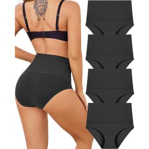 UNDER THE SEA Tummy Control Underwear for Women High Waisted Briefs Seamless Full Coverage Ladies Panties 4 Pack S-XXXL