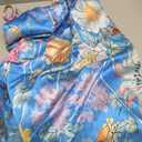 ABYOVRT Women Boho Floral Maxi Dress Backless Spaghetti Strap A-Line Flowy Summer Vacation Long Dress (Blue, L)