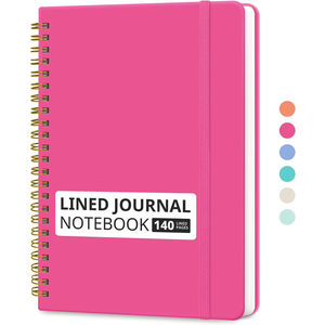 Lined Spiral Journal Notebook for Women & Men, 140 Pages, College Ruled Hardcover Notebook for Work & Note Taking, Journals for Writing, A5(6"x8") - Berry Pink