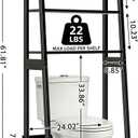 Over The Toilet Storage, Wooden 3-Tier Over-The-Toilet Rack Bathroom Space Saver Organizer, Freestanding Above Toilet with Toilet Paper Holder and Hooks（Black）