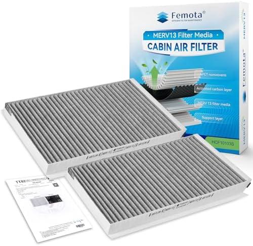 Femota Certified MERV 13 Cabin Air Filter with Activated Carbon, CF10103 for BMW 525i, 525xi, 528i, 528i xDrive, 528xi, 530i, 530xi, 535i, 535i GT, 535i xDrive, 535xi, 545i, 550i, 645Ci, 650i, M5, M6