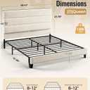 COMHOMA Queen Size Bed Frame Luxury Velvet Upholstered Platform with Modern Channel Tufted Modular LED Headboard Adjustable Gaps Sturdy Metal Frame No Box Spring Needed Easy Assembly Noise Free