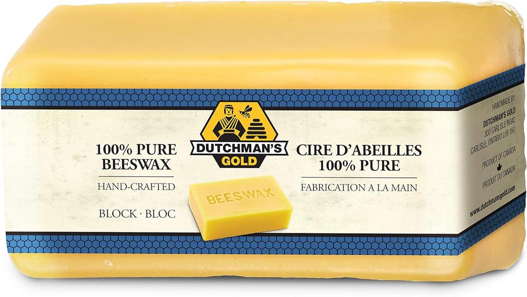 Dutchmans Gold Canadian Yellow Beeswax Block (1 lb) - Cosmetic-Grade Natural Beeswax for Candle Making, Soap, Crafts, Beauty - Pure Beeswax Bars - Safe and Easy to Melt