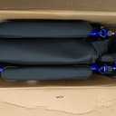 Medline Lightweight Foldable Transport Wheelchair with Handbrakes and 12-Inch Wheels, Blue Frame, Black Upholstery
